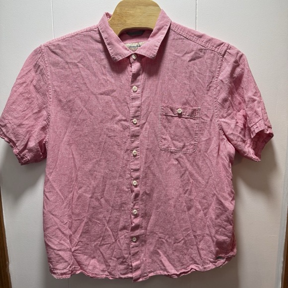 Tommy Bahama Other - Tommy Bahama Shirt Mens XXL Linen Blend Pink Check Short Sleeve Button‎ Down